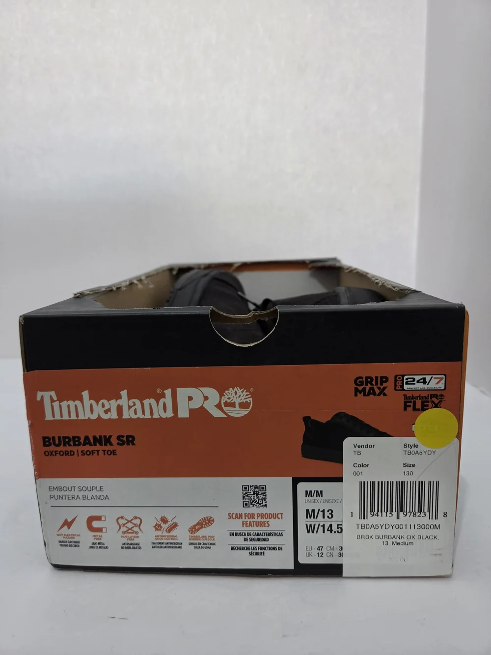 Timberland Pro Burbank SR OXFORD Mens Black Canvas Soft Toe Work Shoes NIB